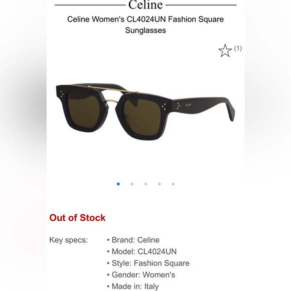 Celine Square Sunglasses CL4024UN 90E Blue 47mm 4024 - Picture 1 of 11